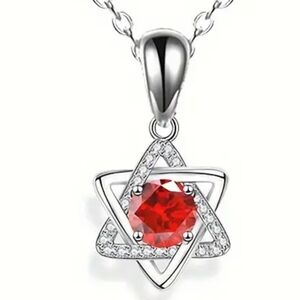 Star Of David Red Pendant Necklace.